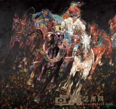 广廷渤 美国西部印象之牧人马车赛 160×170cm